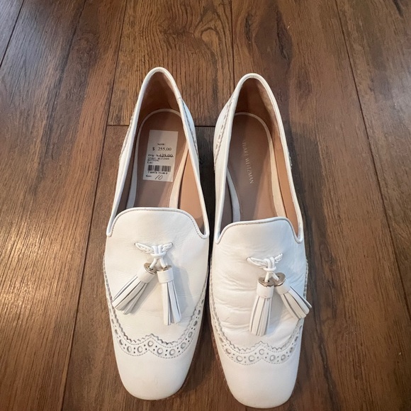 Stuart Weitzman White Leather Brogue Tassel Loafer Shoes Size 10 NEW - Picture 5 of 9